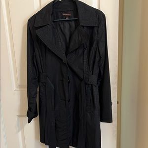 Dana Buchman Black Trench Coat with Lapel Collar. Excellent condition